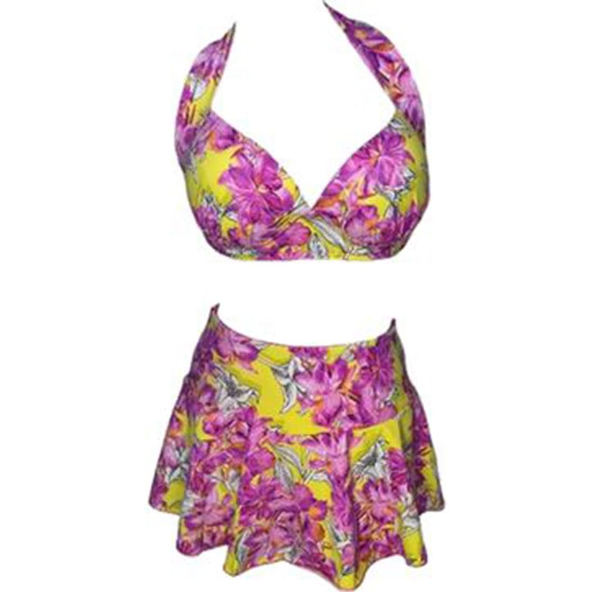 GENERICO - Bikini Licra UV Top Copa Con Falda Dian Fossey Fucsia GL-52