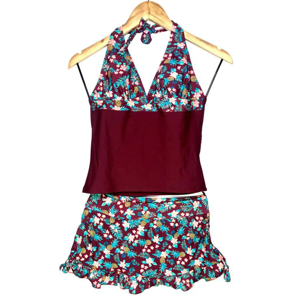 GENERICO - Ropa de Baño Polo Con Falda Catalina de Aragón guinda GL-32