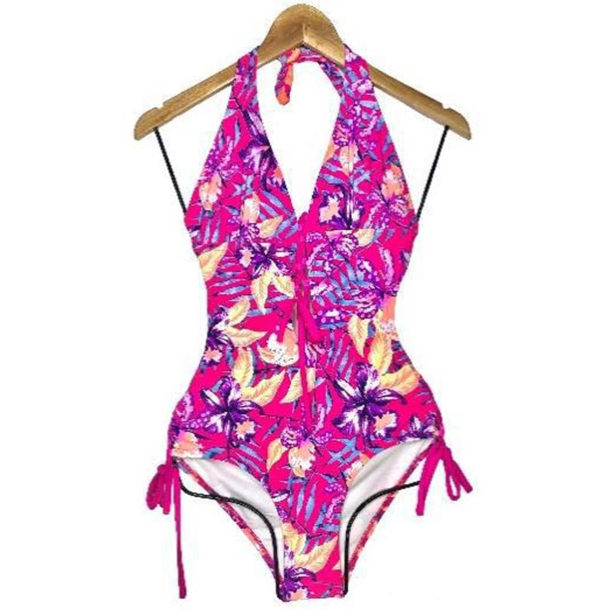 GENERICO - Trikini Licra UV Entero Flor Estampado Fucsia GL-30