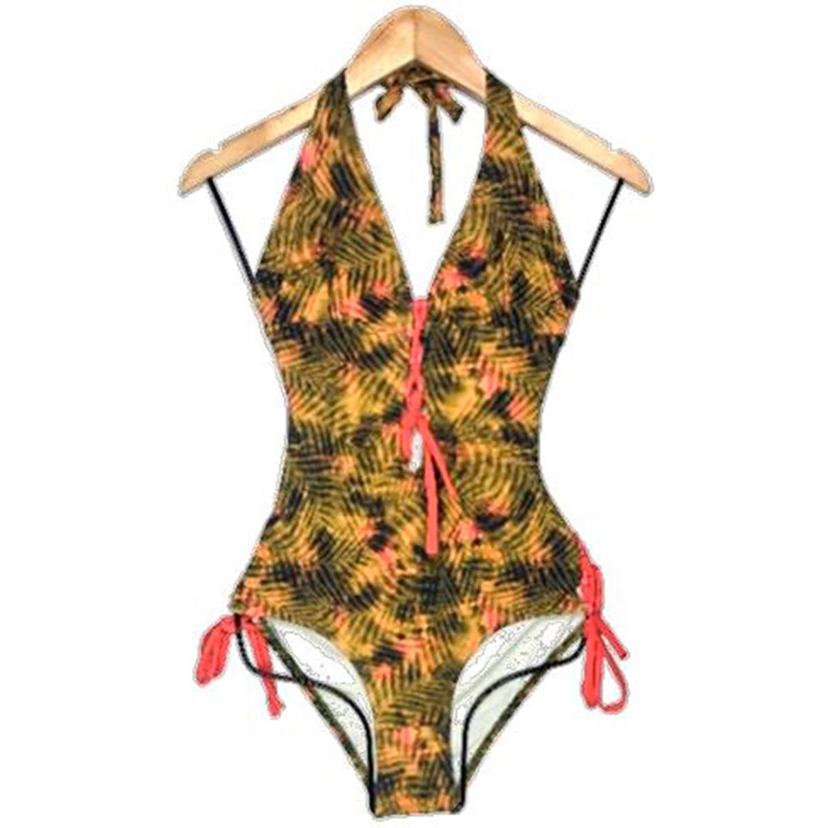 GENERICO - Trikini Licra UV Entero Flor Estampado Amarillo GL-30