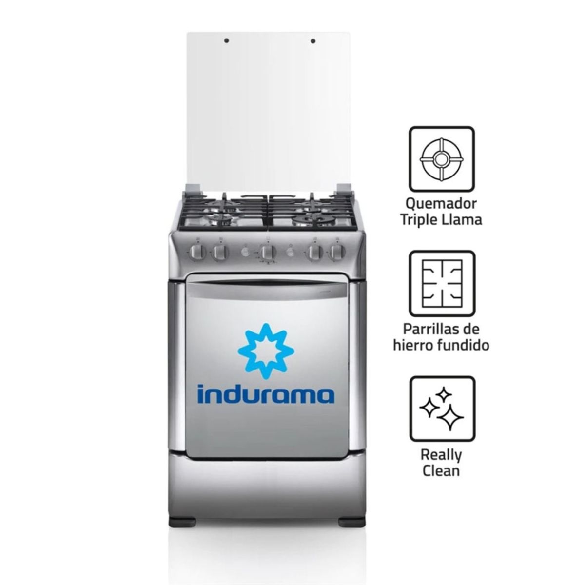 INDURAMA - Cocina a Gas Indurama 4 Hornillas Granada Zafiro Croma