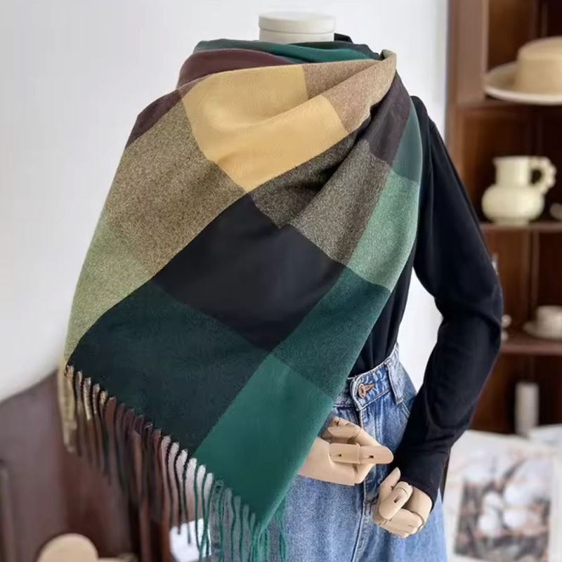 GENERICO - Maxi Bufandas Cuadros Camel Cashmere Pashmina - Miden 200x60cm