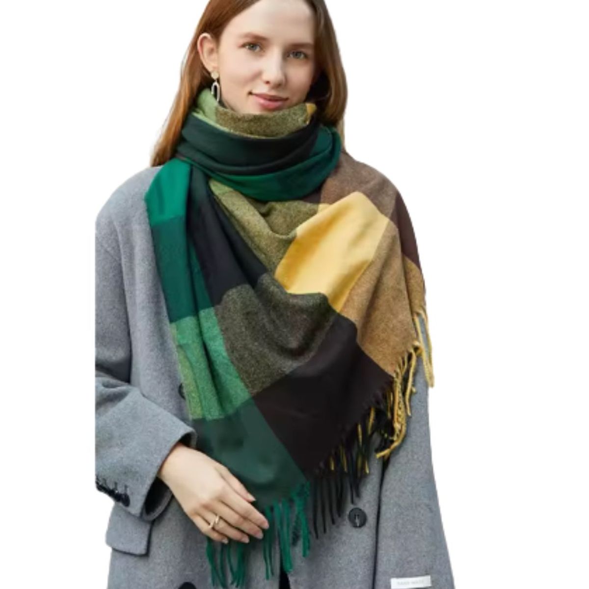 GENERICO - Maxi Bufandas Cuadros Camel Cashmere Pashmina - Miden 200x60cm