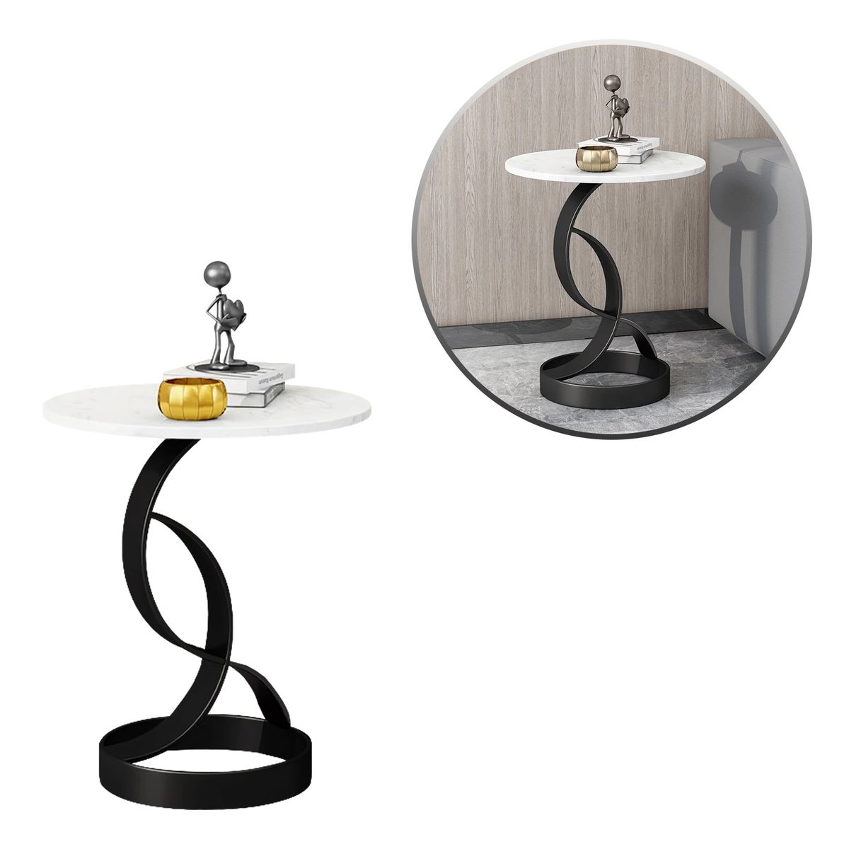 BUYPAL - Mesita de Centro Decorativa Diseño Atractivo Acero y Madera