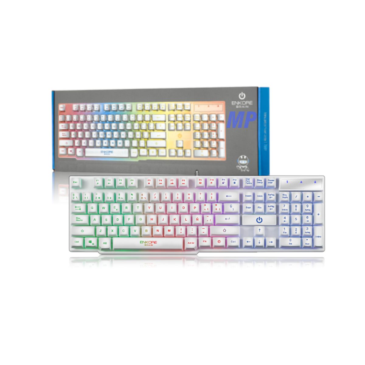 ENKORE - TECLADO ENKORE BRAIN - ENK 603W RGB- WHITE