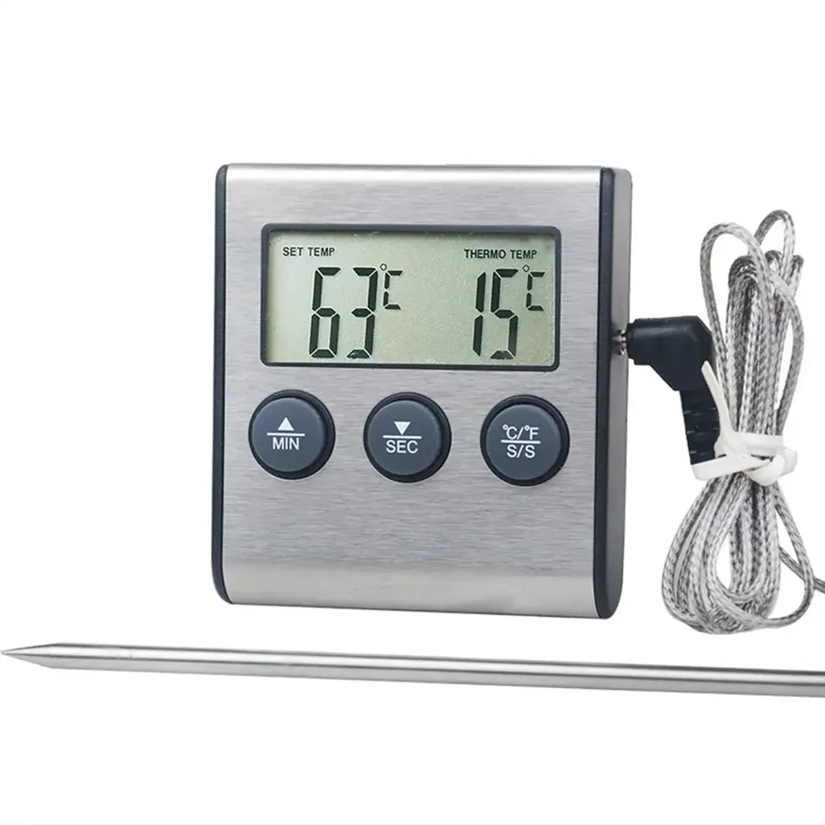 OEM - Termómetro Digital de Cocina con Sonda Alarma y Temporizador - TP700