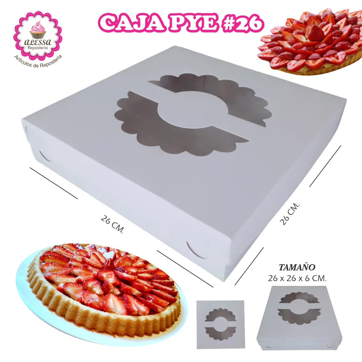 GENERICO - 100 Cajas de Pye de 26 cm. para Repostería