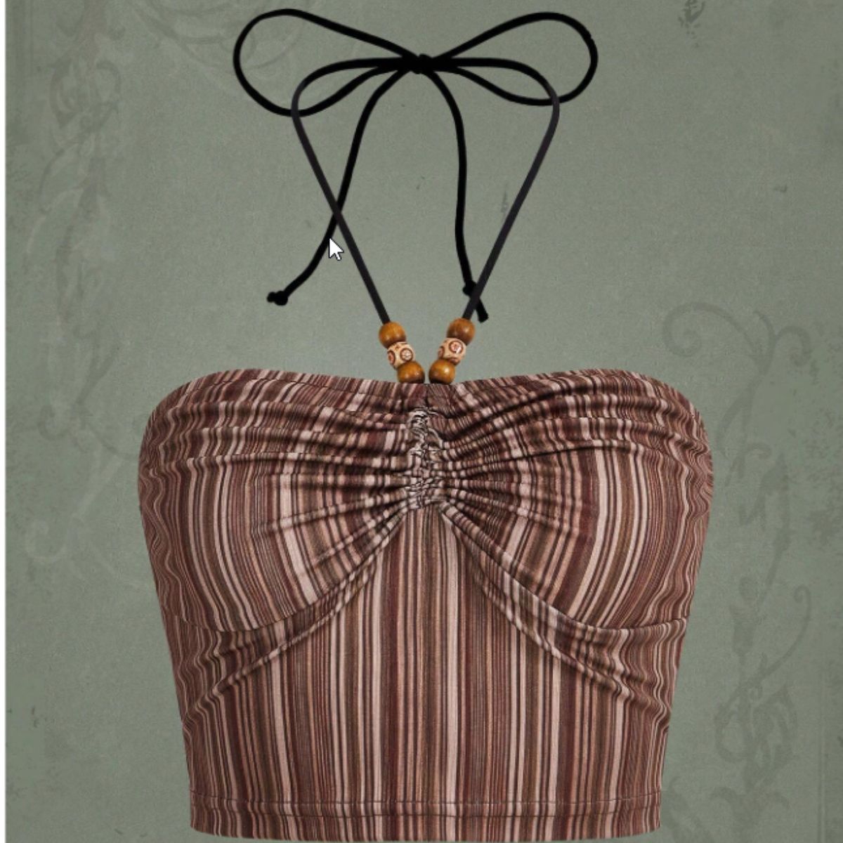 GENERICO - TOP LOLITAS MARRON RAYAS COQUETTE