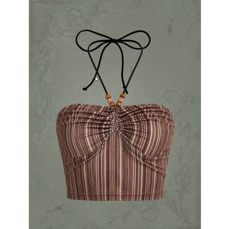 GENERICO - TOP LOLITAS MARRON RAYAS COQUETTE