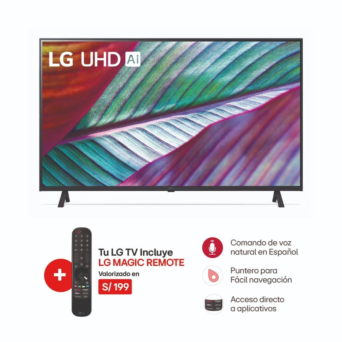 LG - Televisor LG 55 UHD 4K Smart AI ThinQ 55UR8750PSA Magic Remoto Nuevo Modelo - Negro.