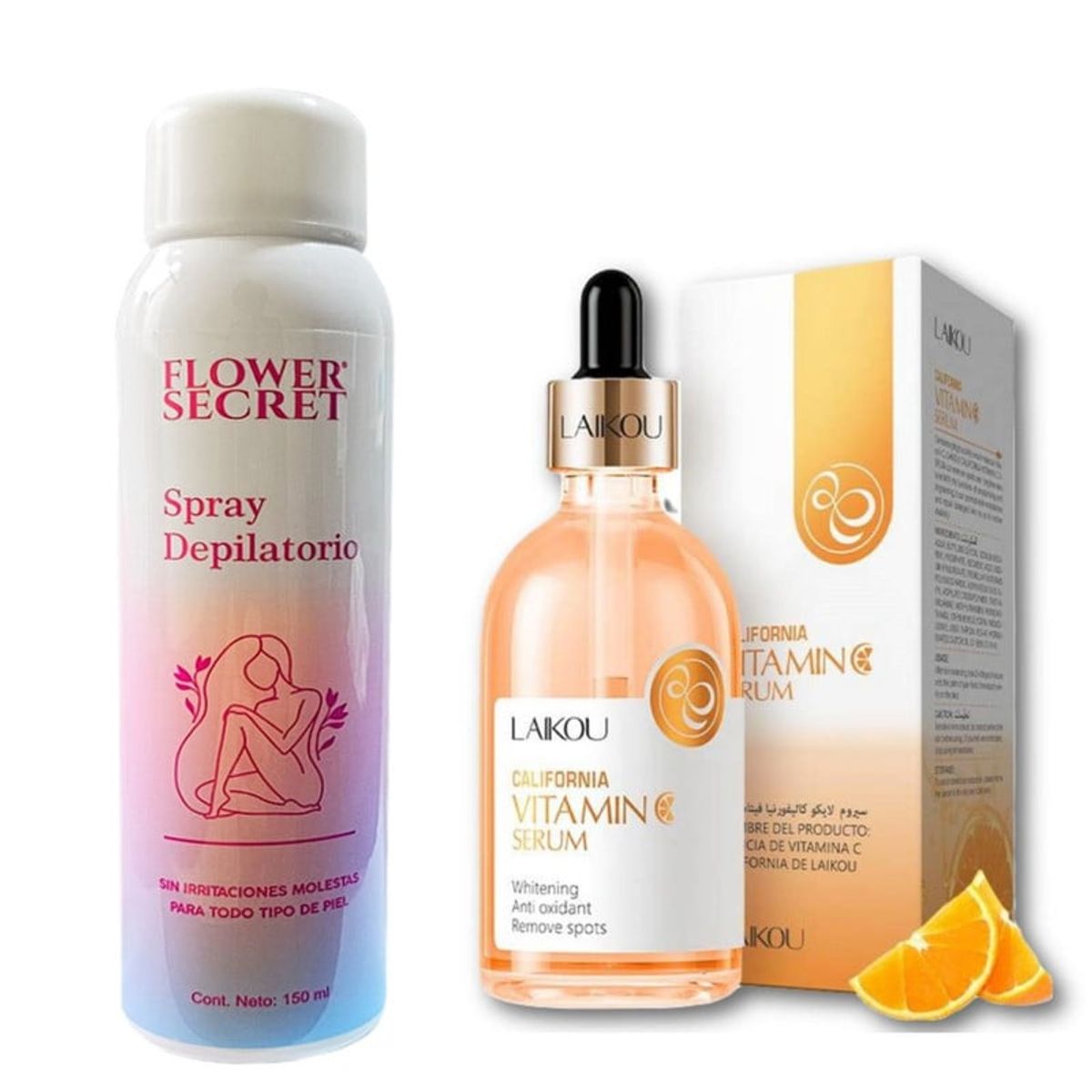 BIOAQUA - PACK CREMA DEPILADORA SPRAY Y SERUM VITAMINA C LAIKOU