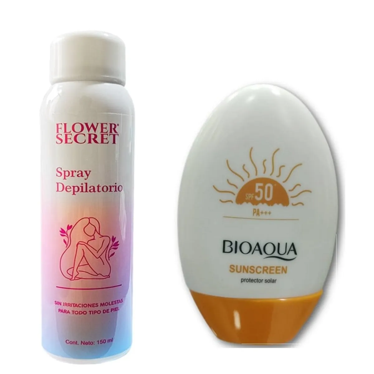 BIOAQUA - PACK CREMA DEPILADORA SPRAY Y BLOQUEADOR SOLAR BIOAQUA