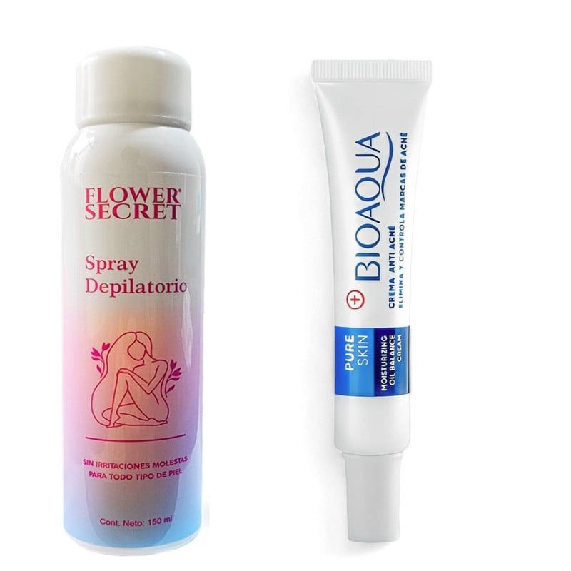 BIOAQUA - PACK CREMA DEPILADORA SPRAY Y CREMA FOCAL REMOVEDOR ANTIACNE
