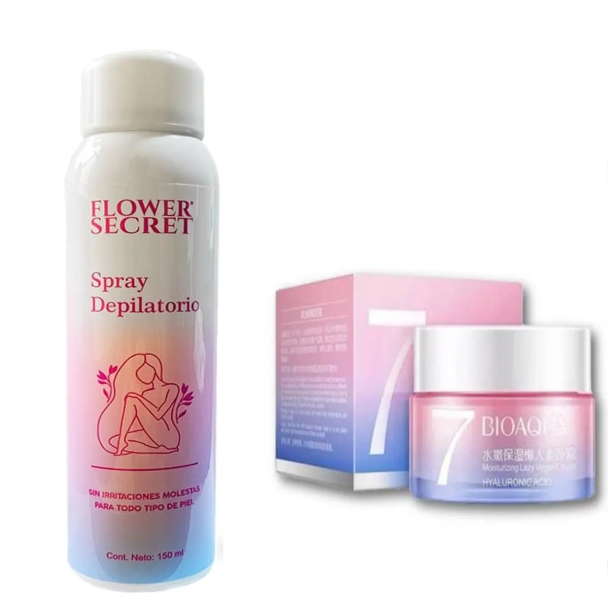 BIOAQUA - PACK CREMA DEPILADORA SPRAY Y CREMA HIDRATANTE V7 VEGANA ACIDO