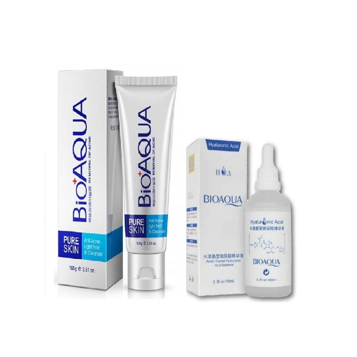 BIOAQUA - PACK Gel Limpiador Anti-Acne y Acido Hialuronico  Bioaqua