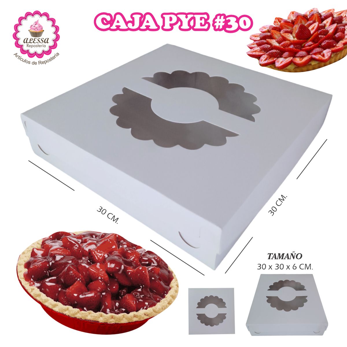 GENERICO - 100 Cajas de Pye de 30 cm. para Repostería