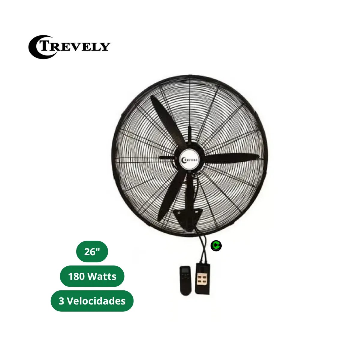 TREVELY - Ventilador Industrial de Pared TREVELY 26"  VT-27C Control Remoto