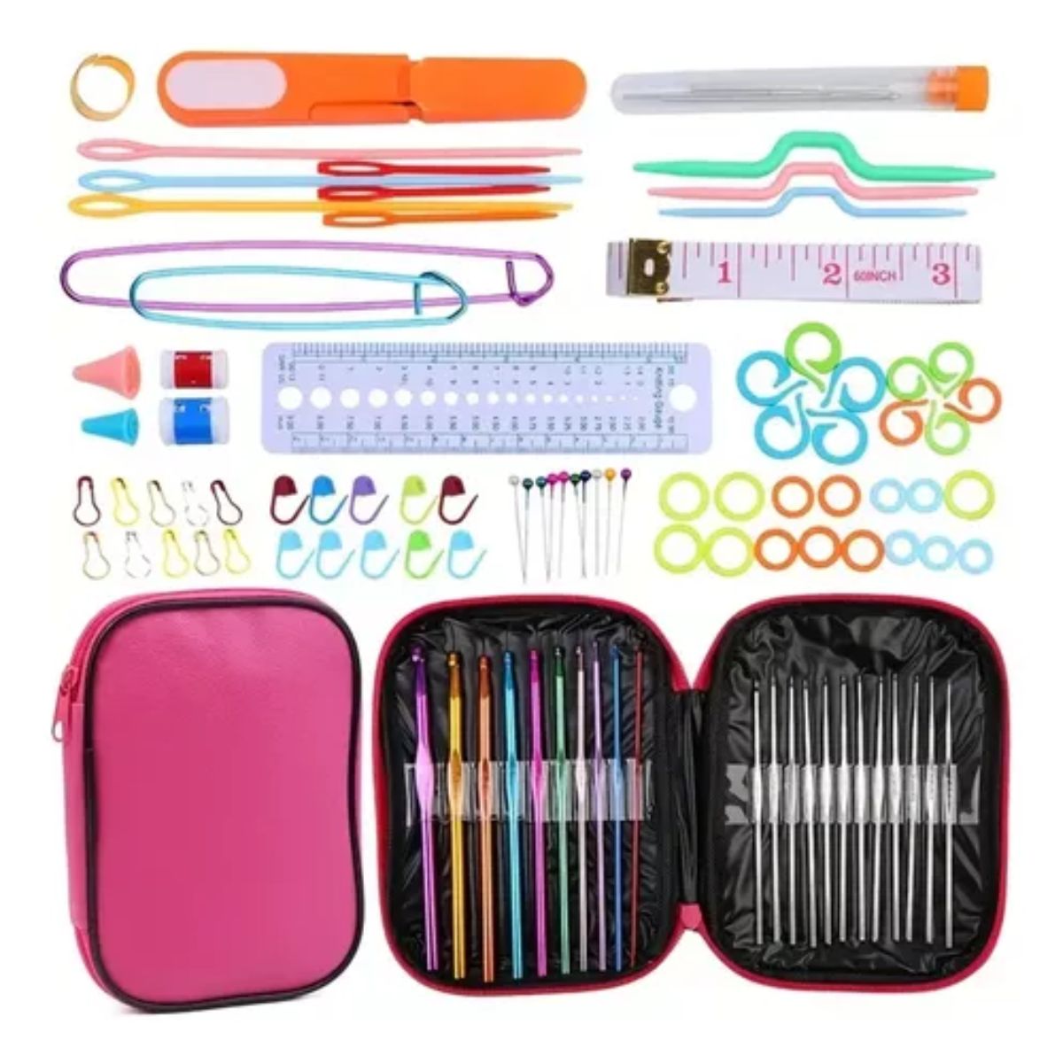 GENERICO - Agujas Crochet Tejido Set de 100 Piezas