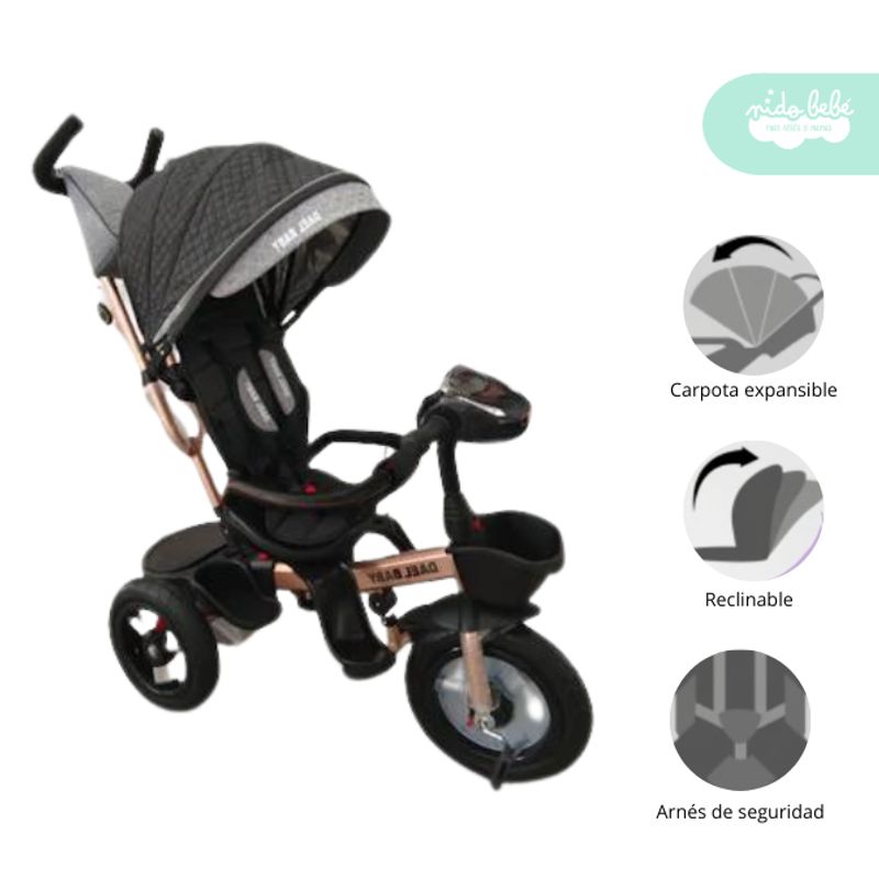 GENERICO - Triciclo musical modelo Dael Deluxe color negro