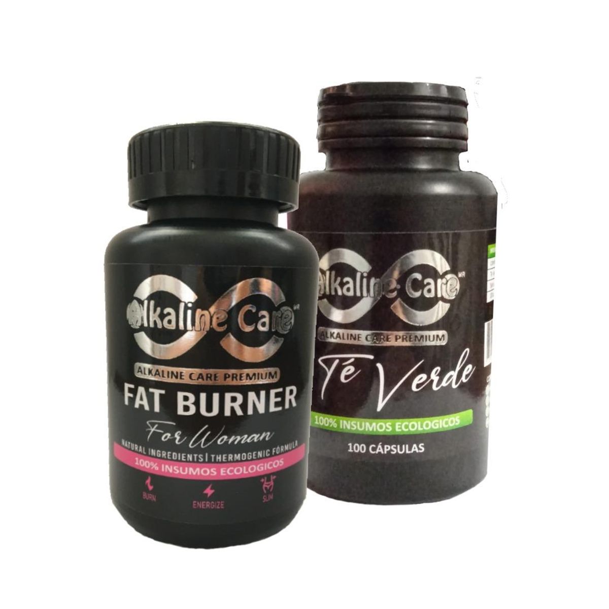 ALKALINE CARE - Natural Fat Burner for Woman 100 caps + Té verde 100 caps