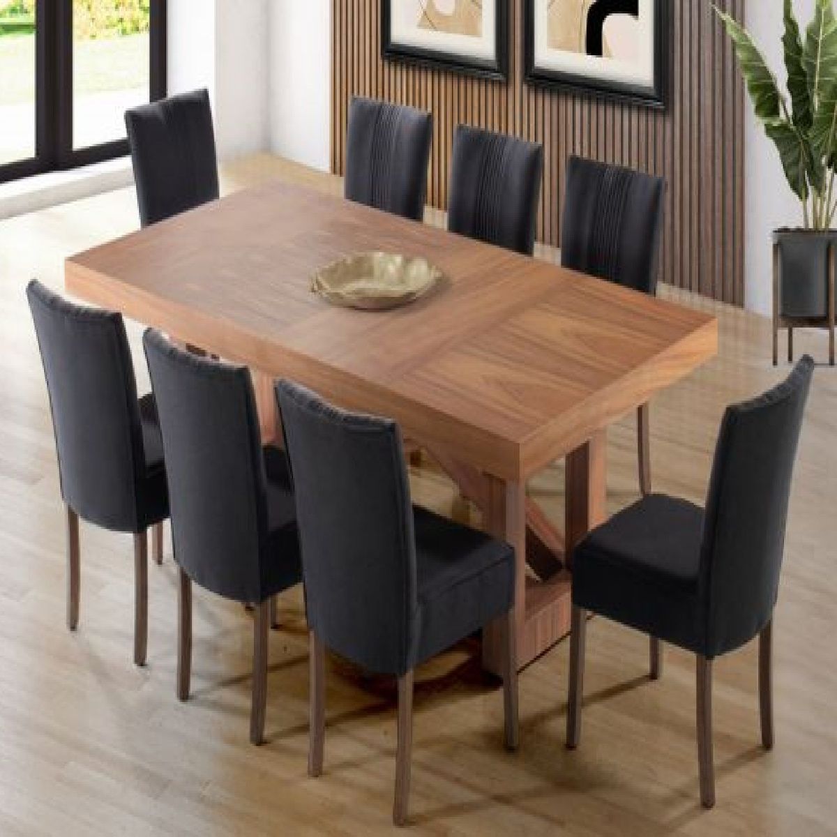 DMUEBLES - Comedor Dmuebles 8 sillas Ravello - Negro/Nogal
