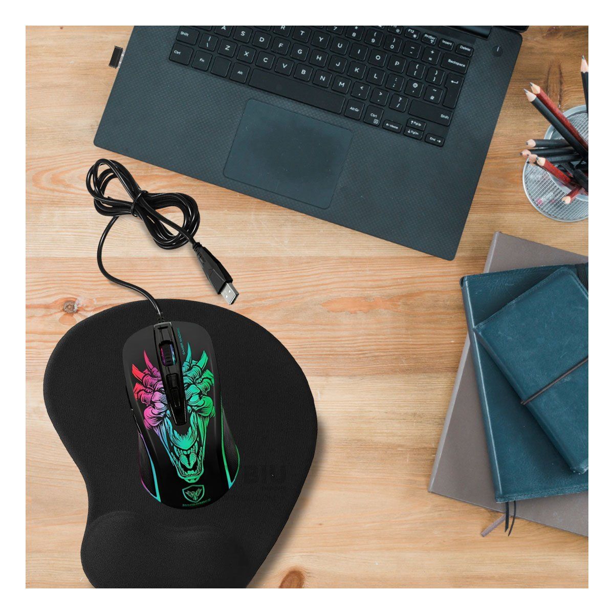 GENERICO - Raton de Conexion USB Color Negro Y+Agendita