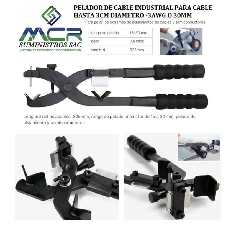 GENERICO - PELADOR DE CABLE INDUSTRIAL PARA CABLE HASTA 3CM DIAMETRO -3AWG O 30MM