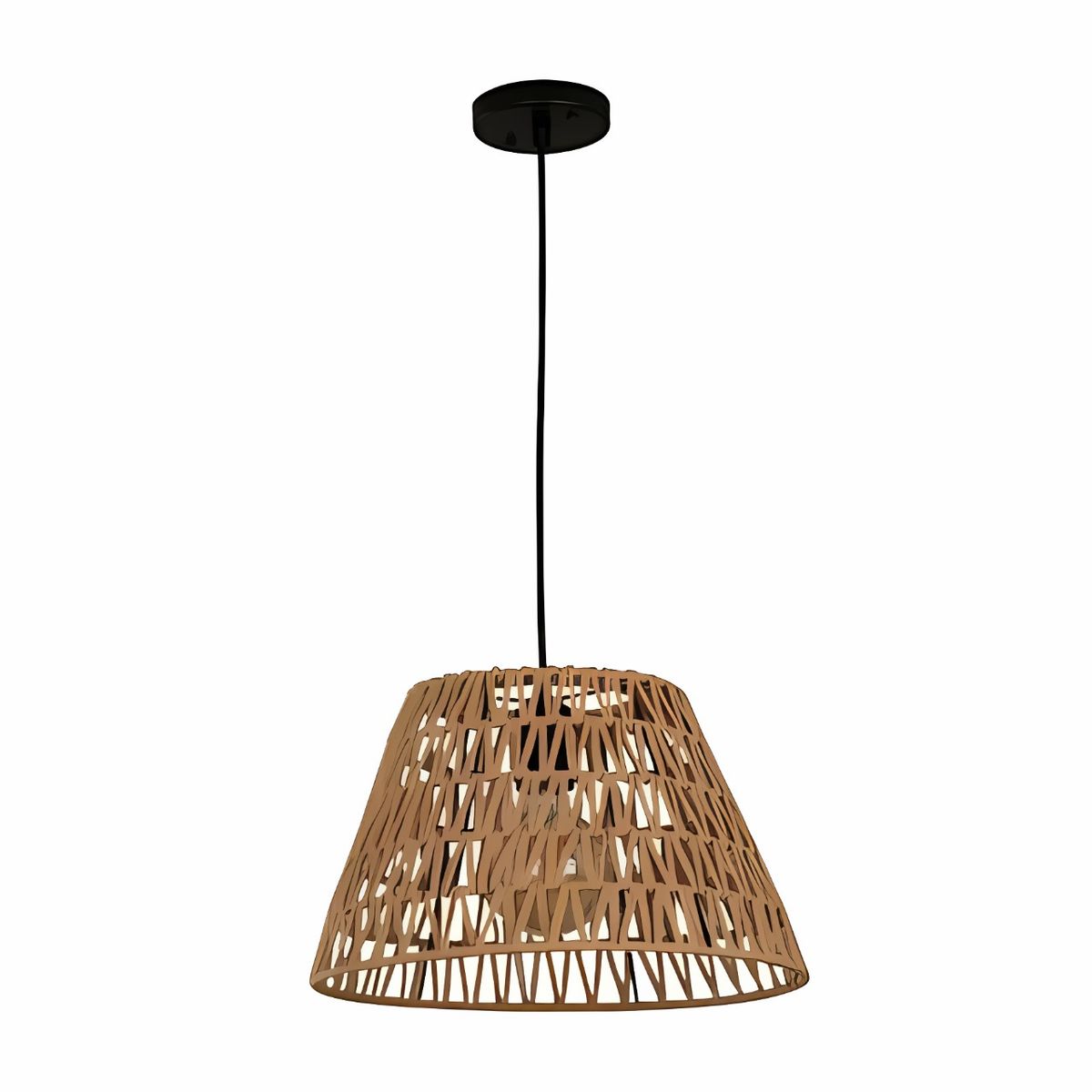 GENERICO - Lámpara Colgante Led Cónica De Tejido De Ratán Vintage