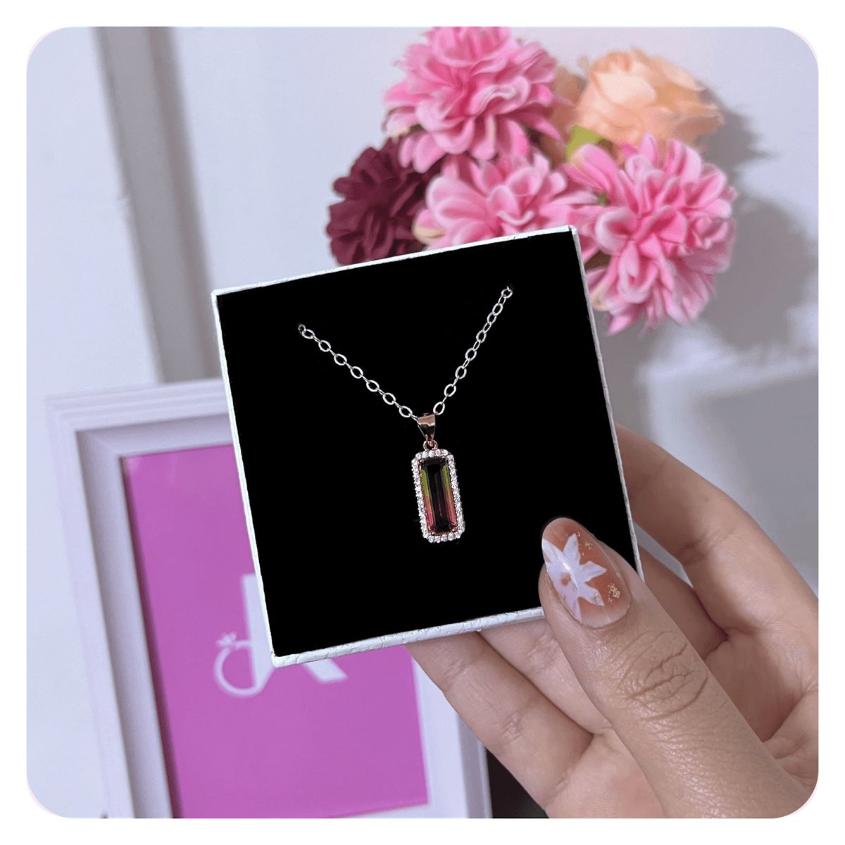 KARMY - Collar Mujer Rectangular Circones Joya Regalo Plata Oro Rosa