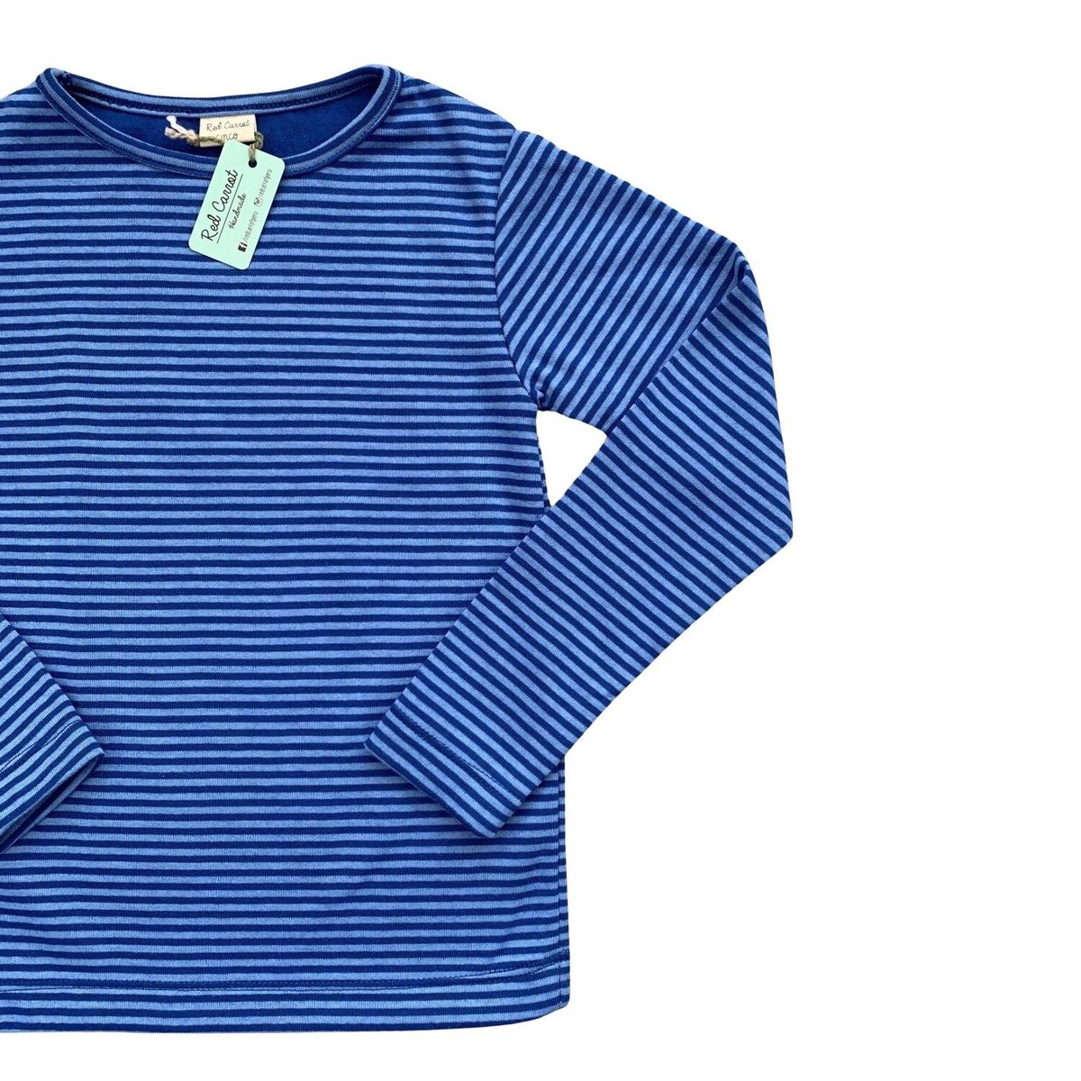 RED CARROT - Polo unisex manga larga algodon azul y celeste rayado