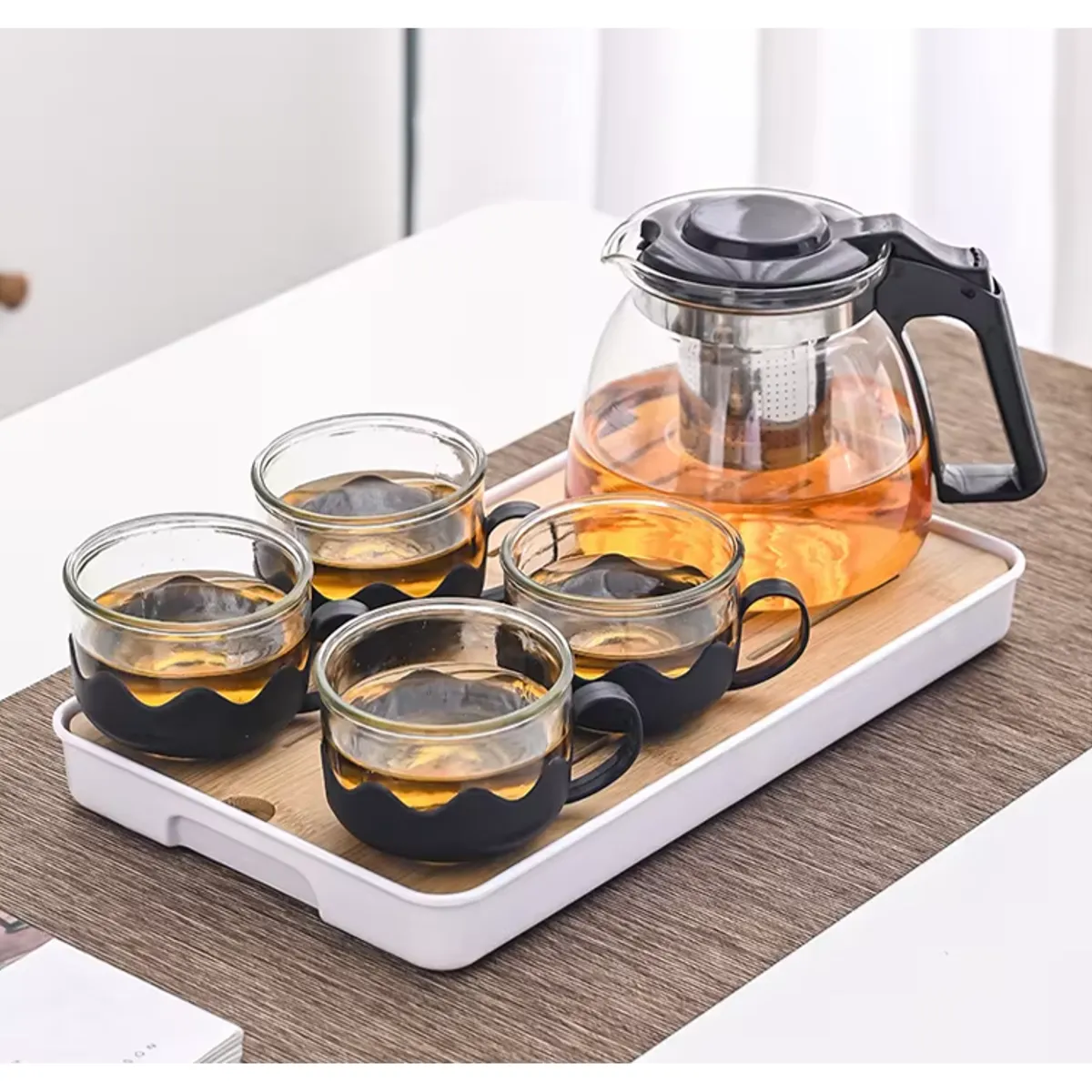 GENERICO - Set de jarra con 4 tazas de te