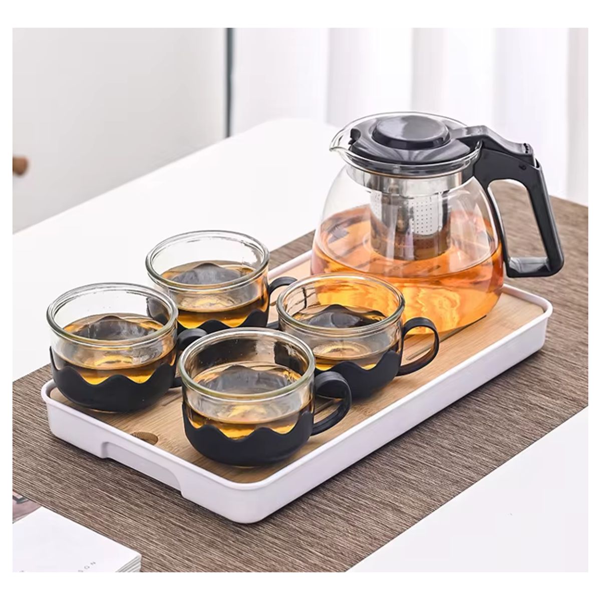 GENERICO - Set de jarra con 4 tazas de te