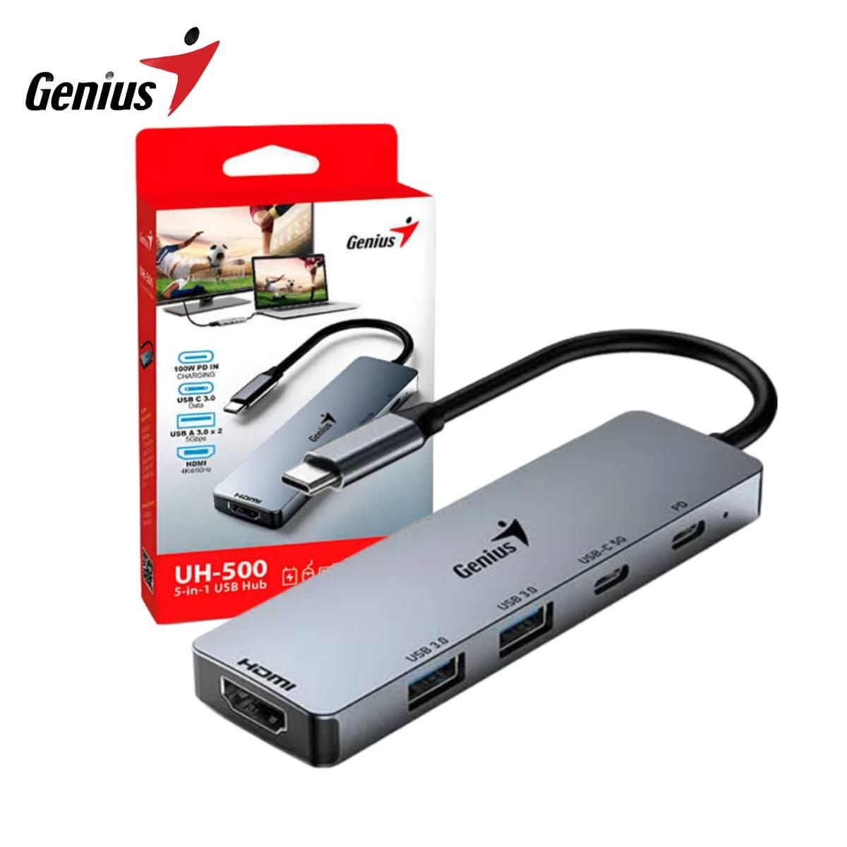 GENIUS - MULTIPUERTO TIPO C GENIUS UH-500 5 en 1