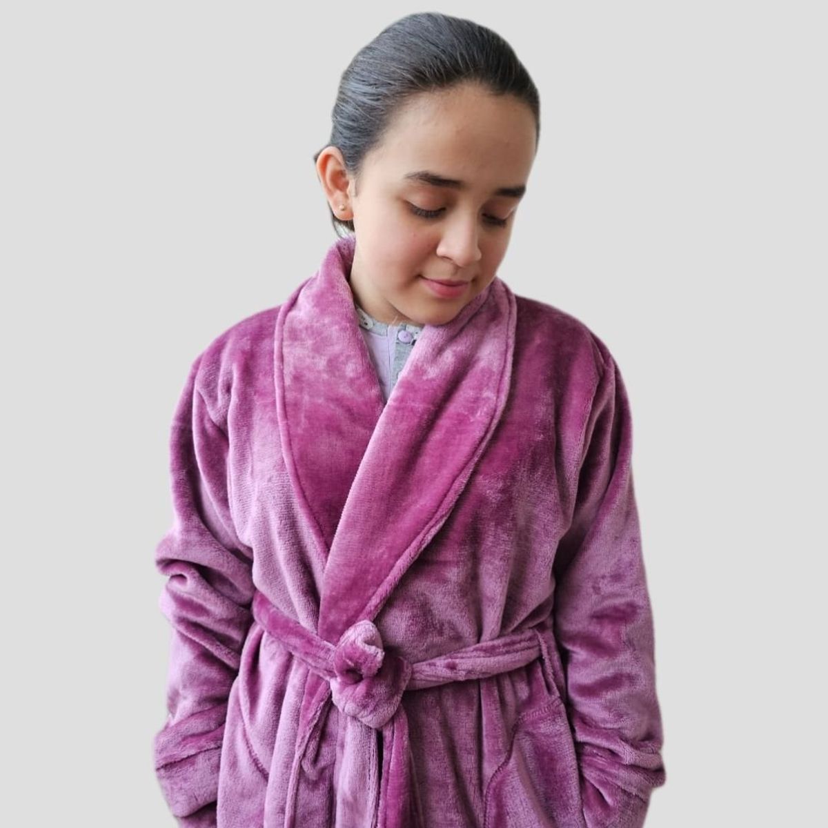 GENERICO - Bata de cama larga en felpa plush