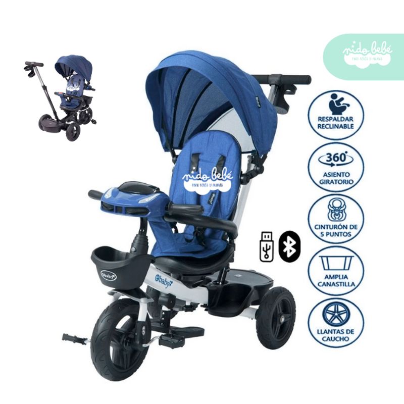 GENERICO - Triciclo con Bluetooth modelo Aria Deluxe color Azul