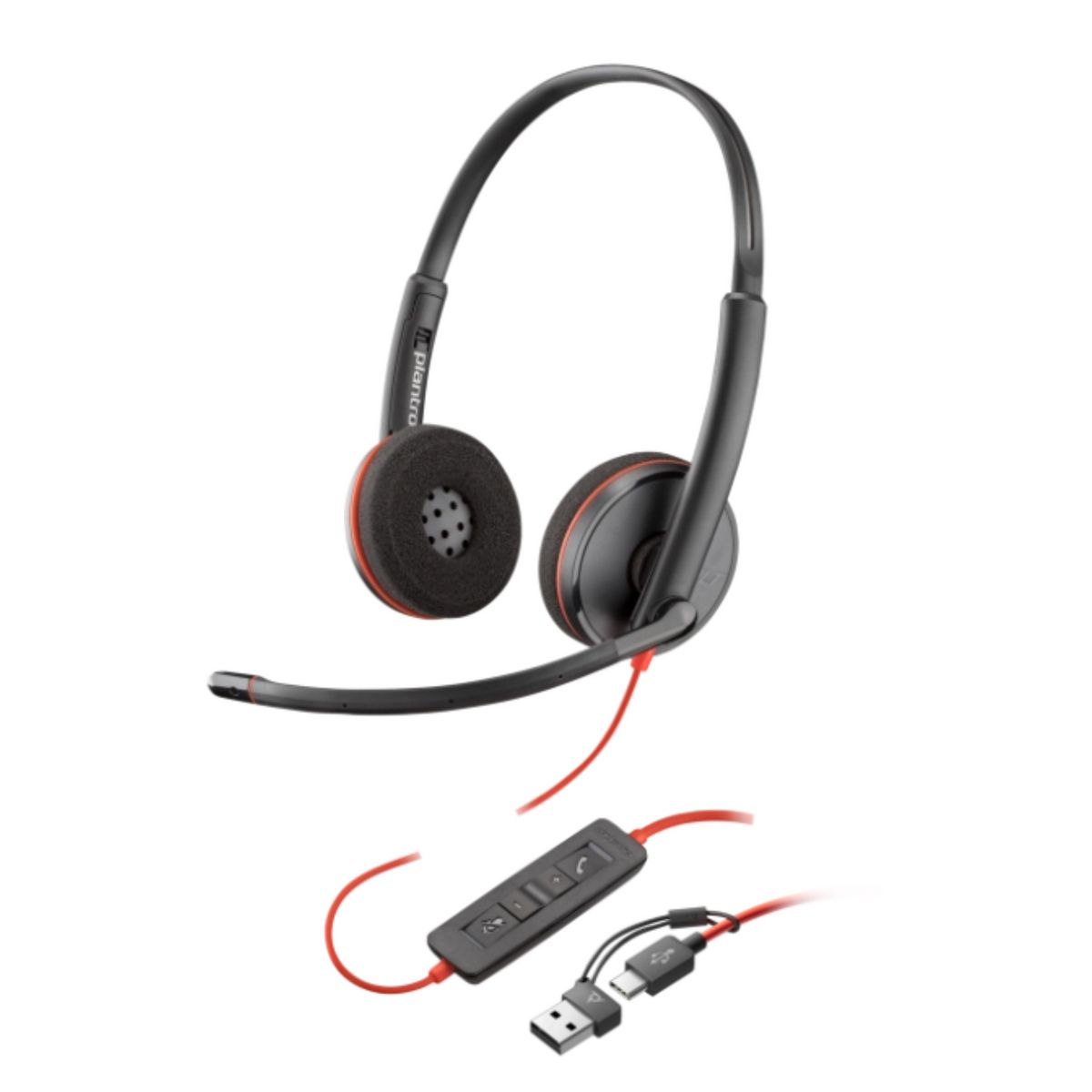 POLY - Audífono estéreo USB-C Poly Blackwire 3220 + adaptador USB-C/A
