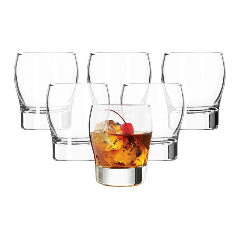 INSPIRA - Set de 6 Vasos Estilo Curvo de Vidrio 230 ml
