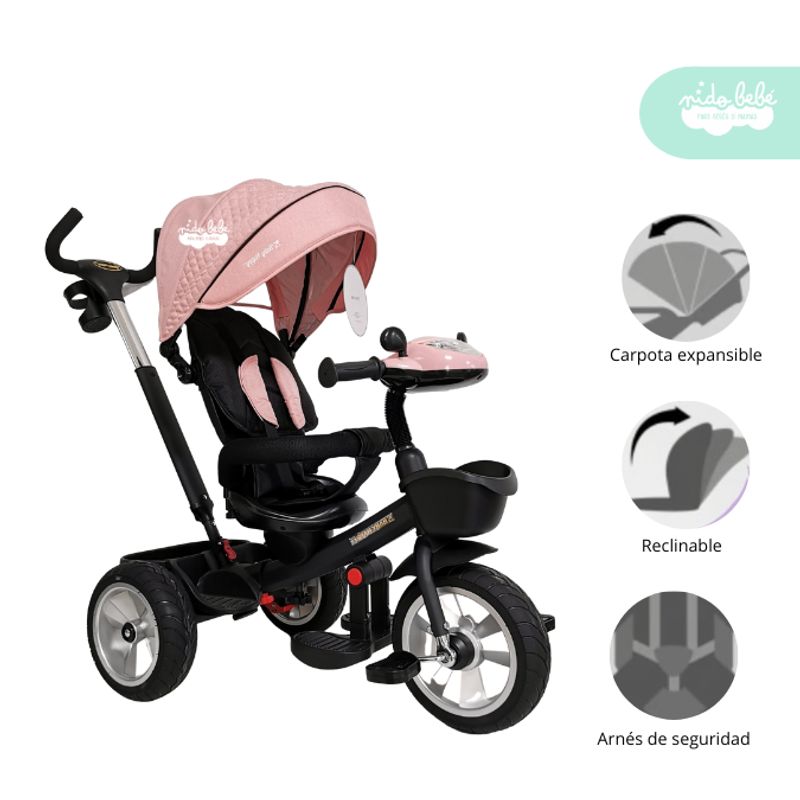 GENERICO - Triciclo con Bluetooth modelo Veloce Deluxe color Rosado