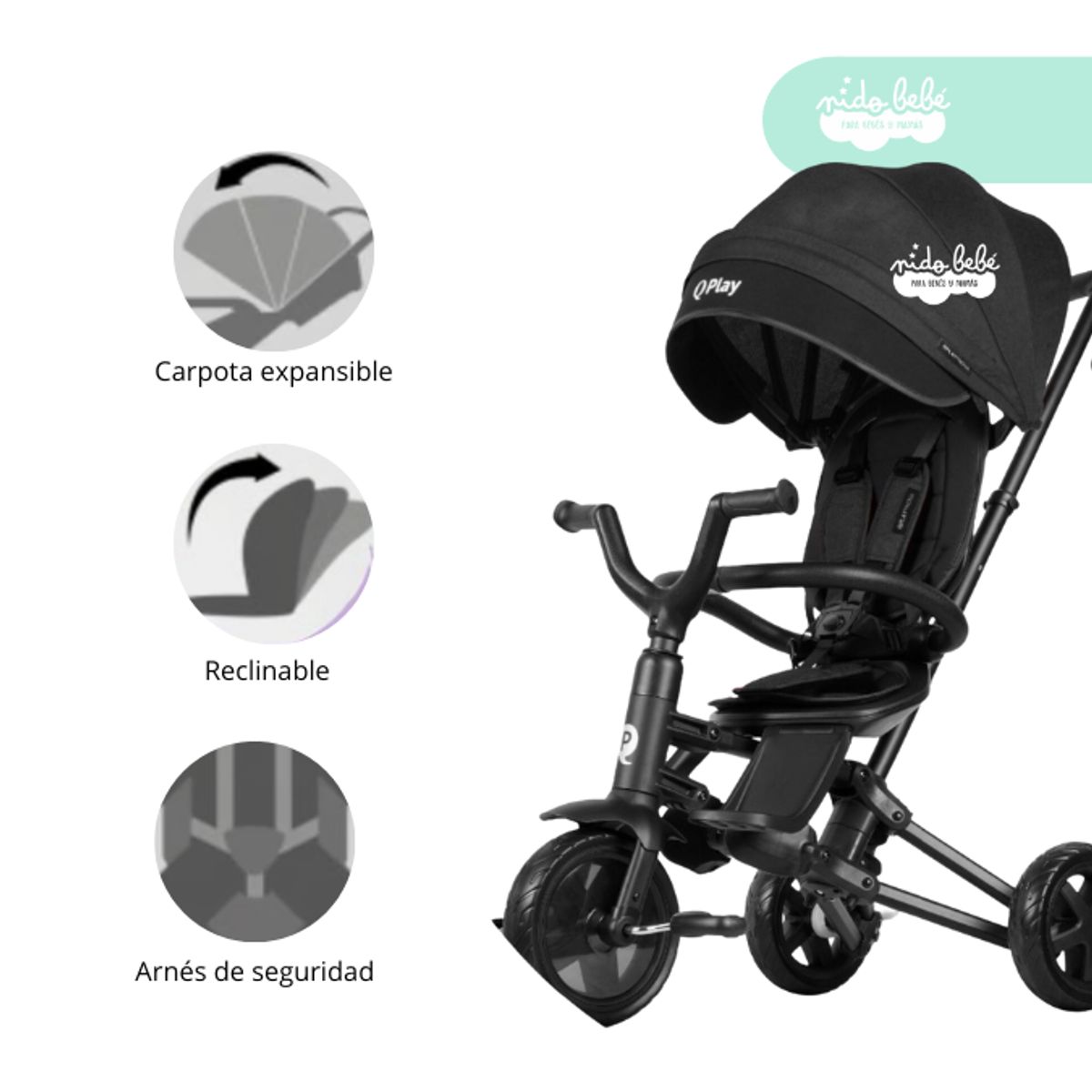 GENERICO - Triciclo Plegable modelo Nova Deluxe color Negro