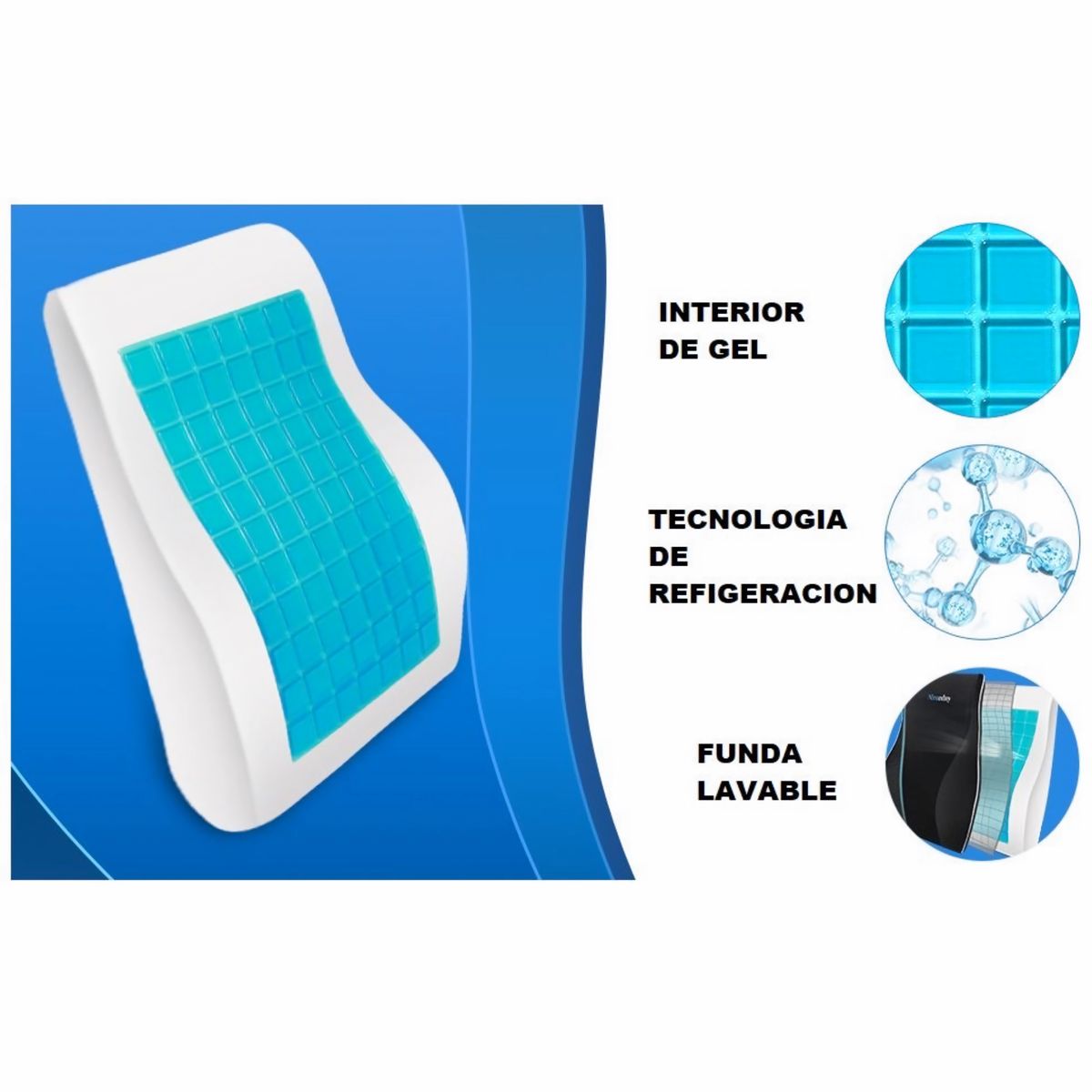 GENERICO - Cojín Respaldar Lumbar Visco Elástico Con Gel Core Confort