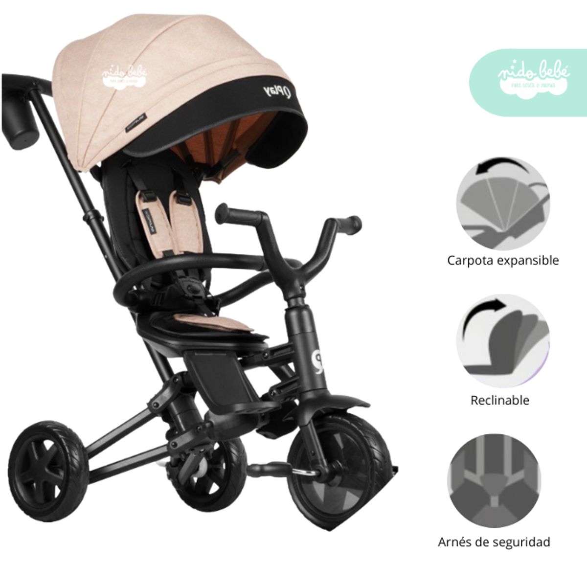 GENERICO - Triciclo Plegable modelo Nova Deluxe color Beige