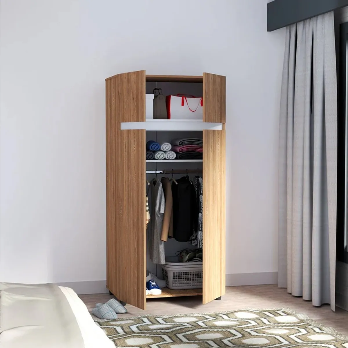 VENTITAS HOME - Ropero Minimalista Manuel Ventitas Home Miel y Blanco