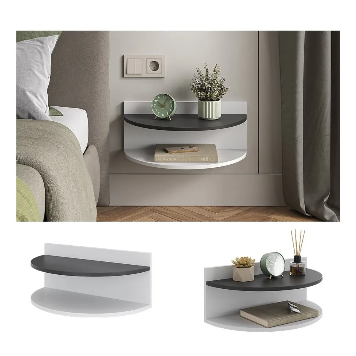 73 EXPERIENCE - Velador Lunika x2 Color Blanco & Plomo 73 Experience