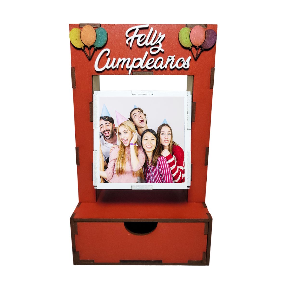 GENERICO - Cubo Porta-Fotos con cajón - Feliz Cumpleaños
