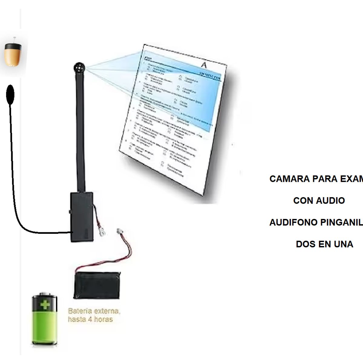 OEM - Cámara Espía Para Examen Mas Audífono Pinganillo En Uno Solo