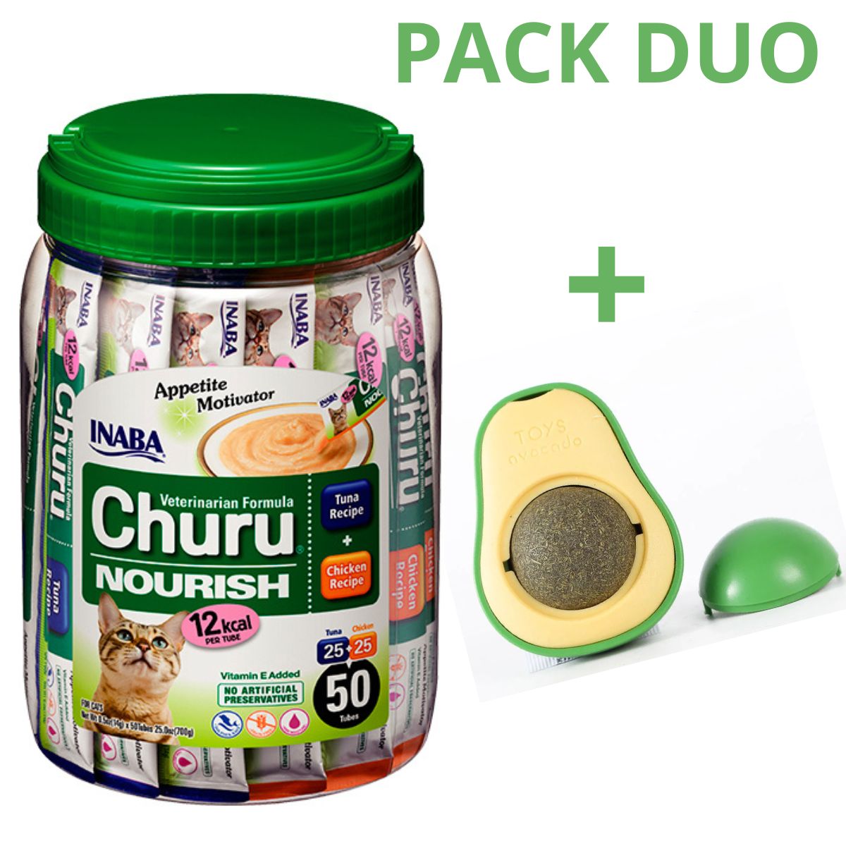 CHURU - DUO CHURU VET NOURISH-ATUN POLLO 50U PACK CATNIP 1