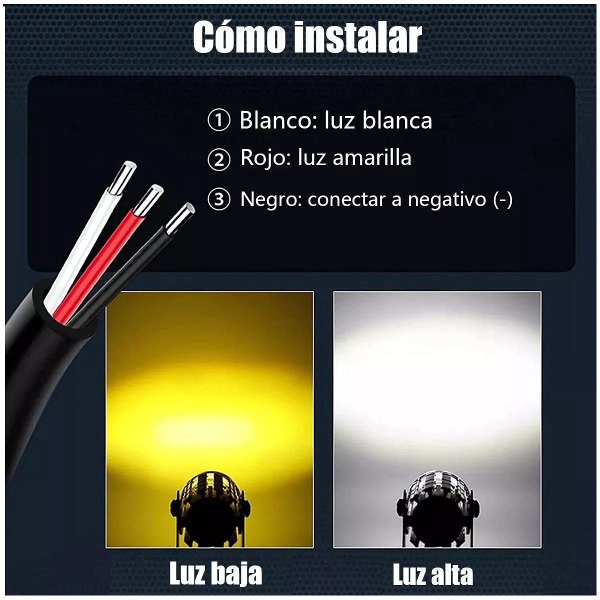 GENERICO - Par Faros Auxiliares Luces Led Moto Doble Color Impermeable