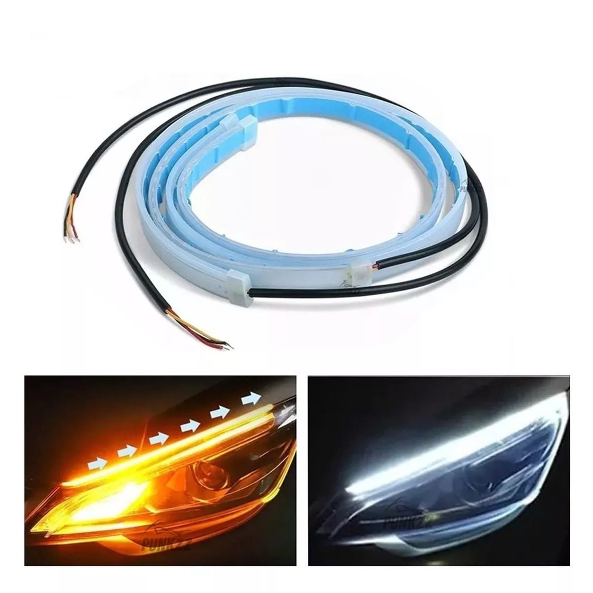 GENERICO - 60cm Par Tira Led Drl Flexible Direccional Secuencial Auto