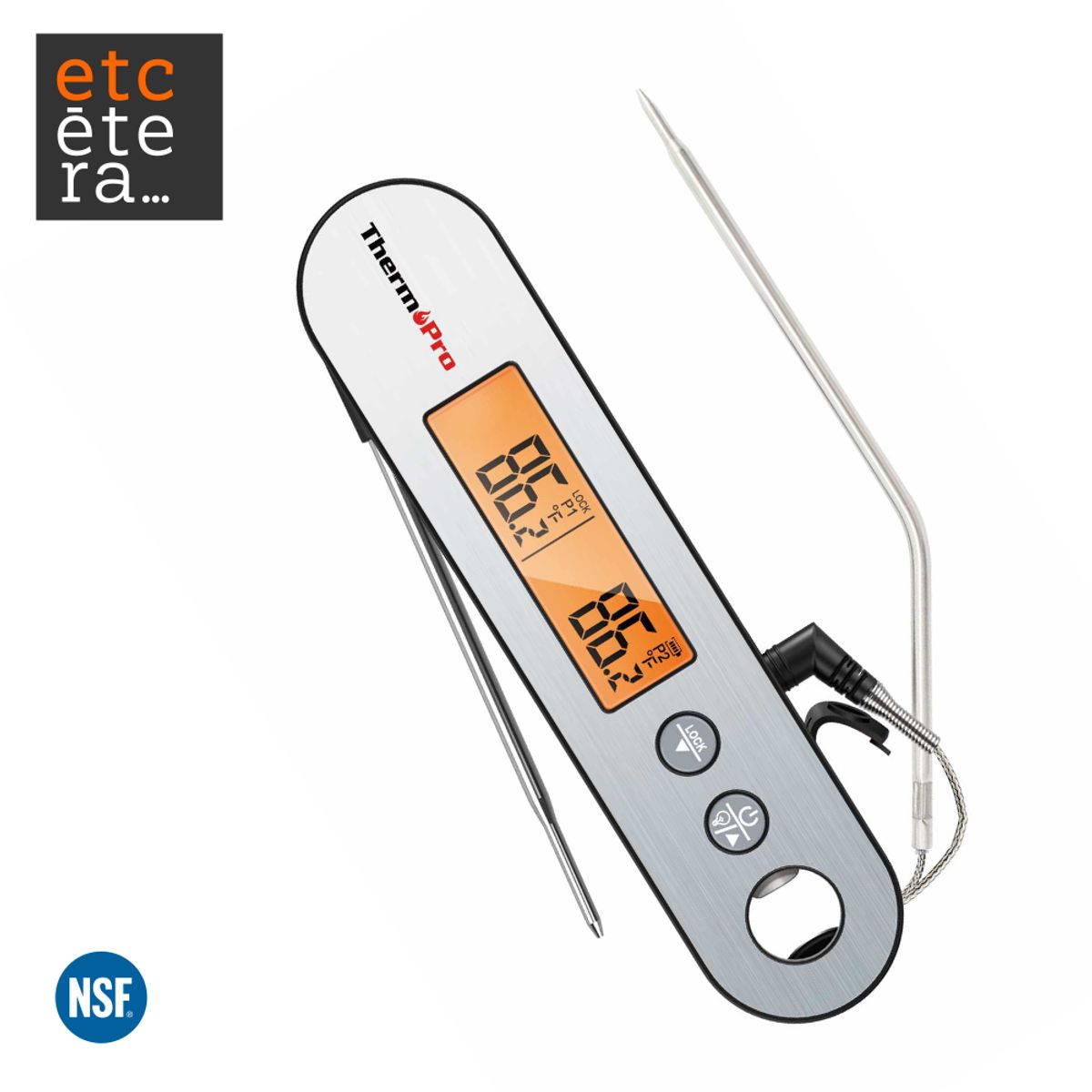 THERMOPRO - Termómetro de cocina digital Thermopro TP610 dual recargable IPX5