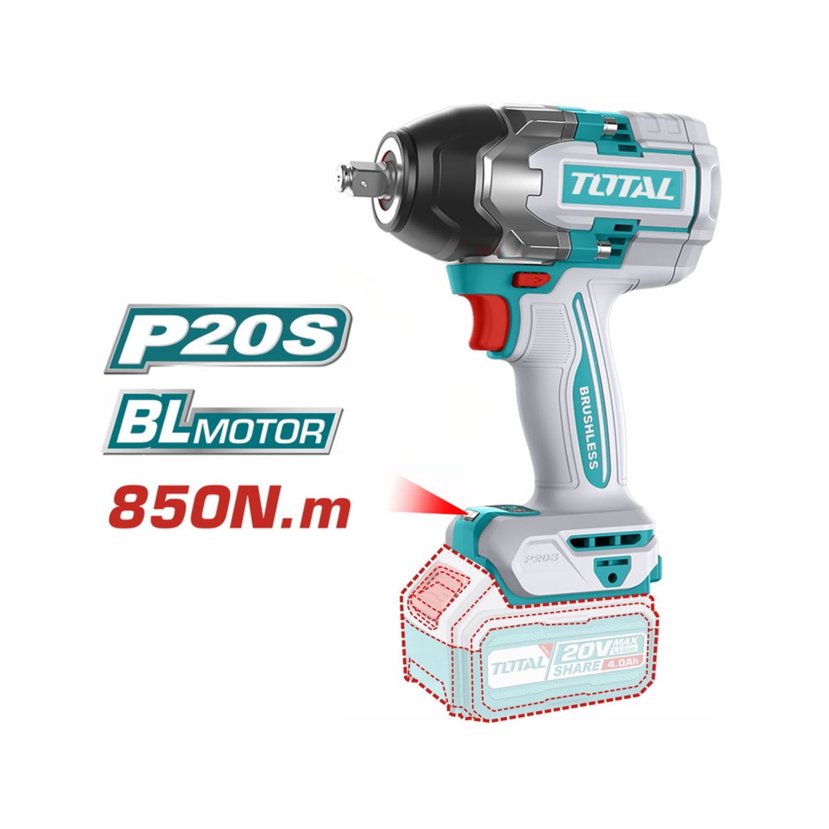 TOTAL TOOLS - Llave de impacto 850nm 20v Total